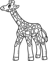 Coloriage bébé girafe isolé pour les enfants vecteur