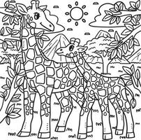 coloriage mère girafe et bébé girafe vecteur