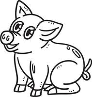 bébé cochon coloriage isolé pour les enfants vecteur