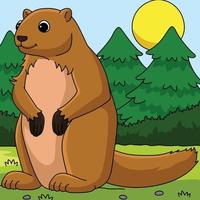 illustration de dessin animé coloré animal marmotte vecteur