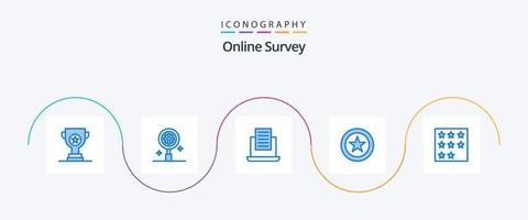 sondage en ligne pack d'icônes bleues 5, y compris le classement. Entreprise. ordinateur portable. réalisation. pièce de monnaie vecteur