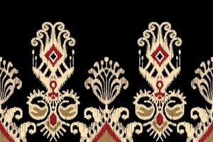 broderie cachemire florale ikat sur fond noir.motif oriental ethnique géométrique style traditionnel.aztèque illustration vectorielle abstraite.design pour la texture, le tissu, les vêtements, l'emballage, la décoration, le sarong. vecteur