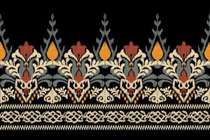 broderie cachemire florale ikat sur fond noir.motif oriental ethnique géométrique style traditionnel.aztèque illustration vectorielle abstraite.design pour la texture, le tissu, les vêtements, l'emballage, la décoration, le sarong. vecteur