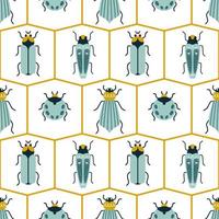 insectes modernes dans des losanges de style art déco. modèle vectorielle continue avec des fourmis pour papier peint ou tissu vecteur