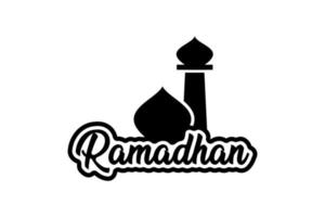 conception simple du logo ramadan kareem et silhouette du dôme de la mosquée vecteur