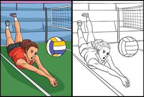 page de coloriage de volley-ball illustration colorée vecteur