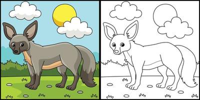 illustration de page de coloriage animal renard à oreilles de chauve-souris vecteur
