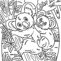 mère koala et bébé koala coloriage pour les enfants vecteur