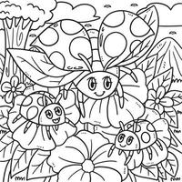 Coloriage mère coccinelle et bébé coccinelle vecteur