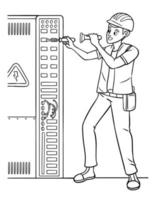 Page de coloriage isolé électricien pour les enfants vecteur