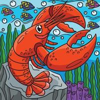 dessin animé coloré animal marin homard vecteur