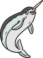 narval marin animal dessin animé coloré clipart vecteur