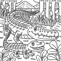 Coloriage mère crocodile et nouveau-né vecteur