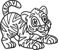 bébé tigre isolé coloriage pour les enfants vecteur