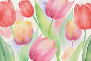 tulipes aquarelles dessinées à la main vecteur