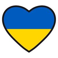 drapeau de l'ukraine en forme de coeur avec contour contrasté, symbole de l'amour pour son pays, patriotisme, icône du jour de l'indépendance. vecteur