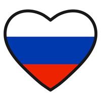 drapeau de la russie en forme de coeur avec contour contrasté, symbole de l'amour pour son pays, patriotisme, icône du jour de l'indépendance. vecteur