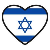 drapeau d'israël en forme de coeur avec contour contrasté, symbole de l'amour pour son pays, patriotisme, icône du jour de l'indépendance. vecteur