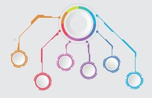 modèle d'infographie du cercle de structure avec sujet de diagramme moderne de ligne de circuit, vecteur d'infographie de présentation