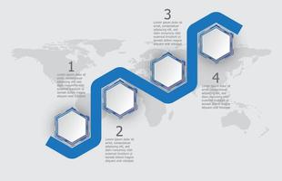 modèle blanc infographique du sujet de la chronologie d'affichage de l'interface utilisateur hud hexagonale, vecteur infographique de présentation