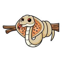 dessin animé mignon cobra à monocle albinos sur une branche d'arbre vecteur