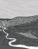 portes du parc national de l'arctique et préserver l'alaska dessin au trait monoline dessin en niveaux de gris vecteur