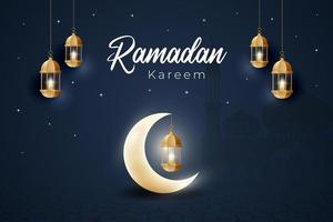 ramadan kareem nuit à venir illustration conception de bannière horizontale vecteur