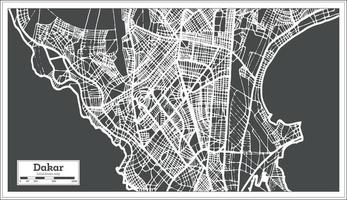 plan de la ville de dakar sénégal dans un style rétro. carte muette. vecteur