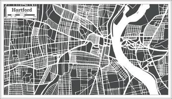 carte de la ville de hartford usa dans un style rétro. carte muette. vecteur