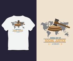 conception de t shirt typographie journée mondiale de la justice sociale vecteur