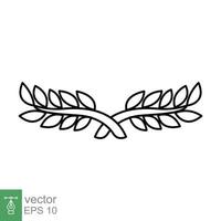 laurier, icône de couronne. style de contour simple. symbole de la victoire, prix du gagnant, branche et feuilles, concept romain. conception d'illustration vectorielle de ligne isolée sur fond blanc. ep 10. vecteur