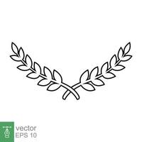 laurier, icône de couronne. style de contour simple. symbole de la victoire, prix du gagnant, branche et feuilles, concept romain. conception d'illustration vectorielle de ligne isolée sur fond blanc. ep 10. vecteur