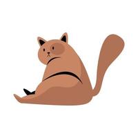 chat brun mignon couché vecteur