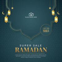 bannière de vente de ramadan kareem fond de lanterne d'ornement islamique, publication de médias sociaux de vente de ramadan avec un espace vide pour la photo