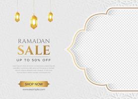 bannière de vente de ramadan kareem fond de lanterne d'ornement islamique, publication de médias sociaux de vente de ramadan avec un espace vide pour la photo vecteur