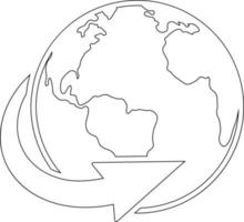 globe terrestre avec l'icône de flèche pointant. vecteur