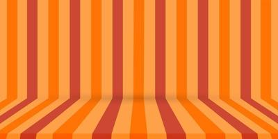 plancher de studio et arrière-plan avec rayures en perspective dans les couleurs orange rouge. automne, notion d'halloween. scène minimale pour la présentation de l'affichage du produit. conception de vecteur