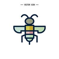 icône d'abeille. bourdon, concept de fabrication de miel. illustration de logo vectoriel isolée sur fond blanc.