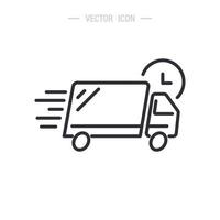 expédition camion de livraison rapide avec symbole d'icône d'horloge. illustration vectorielle isolée vecteur