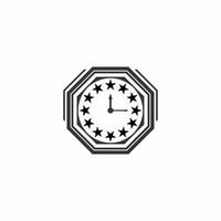 logo d'illustration d'horloge en couleur noire vecteur