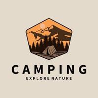 illustration vectorielle de conception de logo de camping, aventure en plein air. vecteur