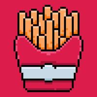 frites françaises, pomme de terre, gastronomie, nourriture, style pixel art croustillant. conception d'icône vectorielle pixel art. illustration pixel art vecteur