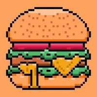 hamburger, burger, cheeseburger, nourriture, sandwich style pixel art. conception d'icône vectorielle pixel art. illustration pixel art vecteur