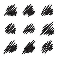 ensemble de stylos marqueurs dessinés à la main de contour de gribouillis artistique noir.