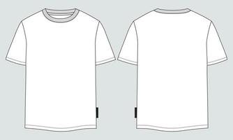 t-shirt à manches longues avec modèle d'illustration vectorielle de croquis plat de mode technique vues avant et arrière. vecteur