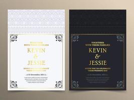 invitation de mariage élégante avec motif de motif vecteur