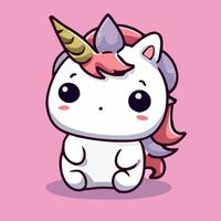 illustration de licorne mignonne licorne kawaii chibi style de dessin vectoriel dessin animé licorne