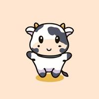 mignon chibi vache kawaii illustration vache ferme icône graphique vecteur