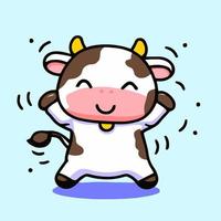 mignon chibi vache kawaii illustration vache ferme icône graphique vecteur