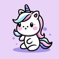 illustration de licorne mignonne licorne kawaii chibi style de dessin vectoriel dessin animé licorne